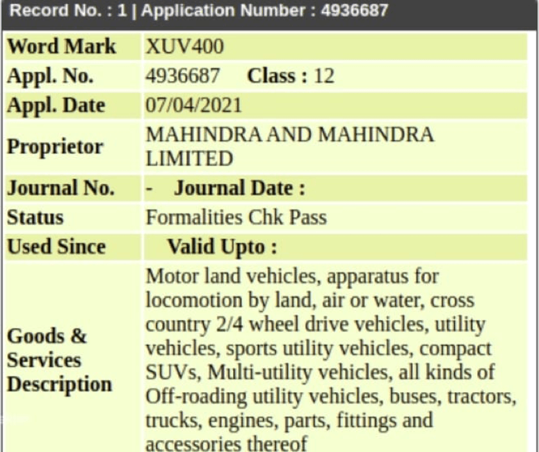 Mahindra Registers Multiple Vehicles with XUV prefix