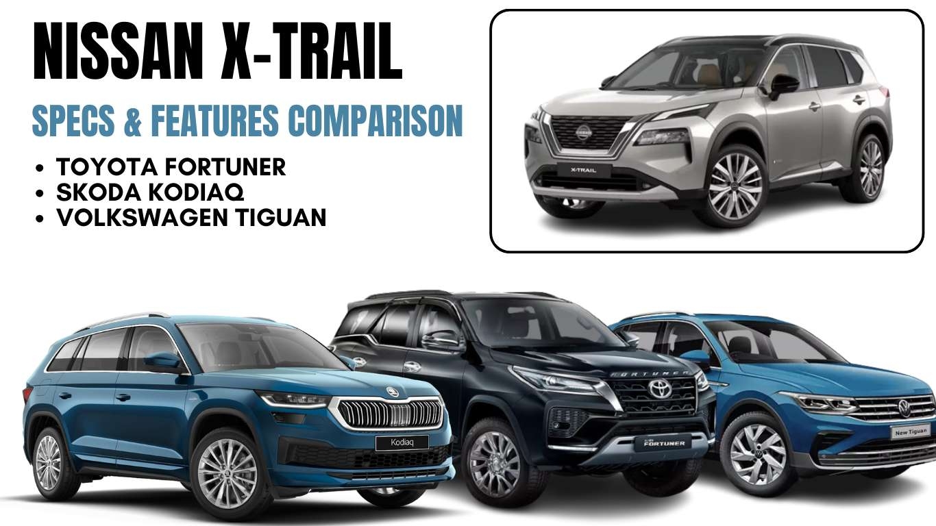 Nissan X-Trail vs Toyota Fortuner vs Skoda Kodiaq vs VW Tiguan Comparing Specs and Features
