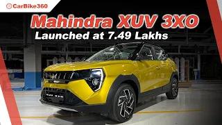 Mahindra XUV 3XO launched at 7.49 Lakhs | Variants , Looks, Features